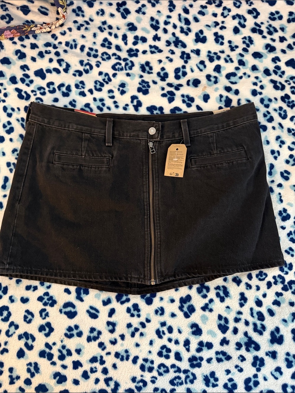 Levi's Black Denim Mini Skirt with Front Zip